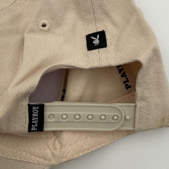Playboy Bunny Logo Snapback Hat Cap Cream Off White w/ White Embroidered Logo OS - Picture 7 of 11